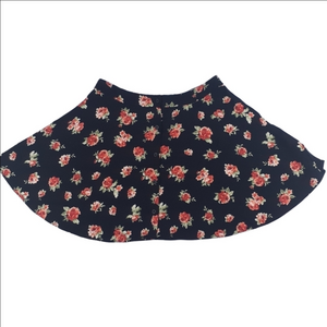 Forever 21 Black Floral Button-up Front Mini Skirt Size Medium